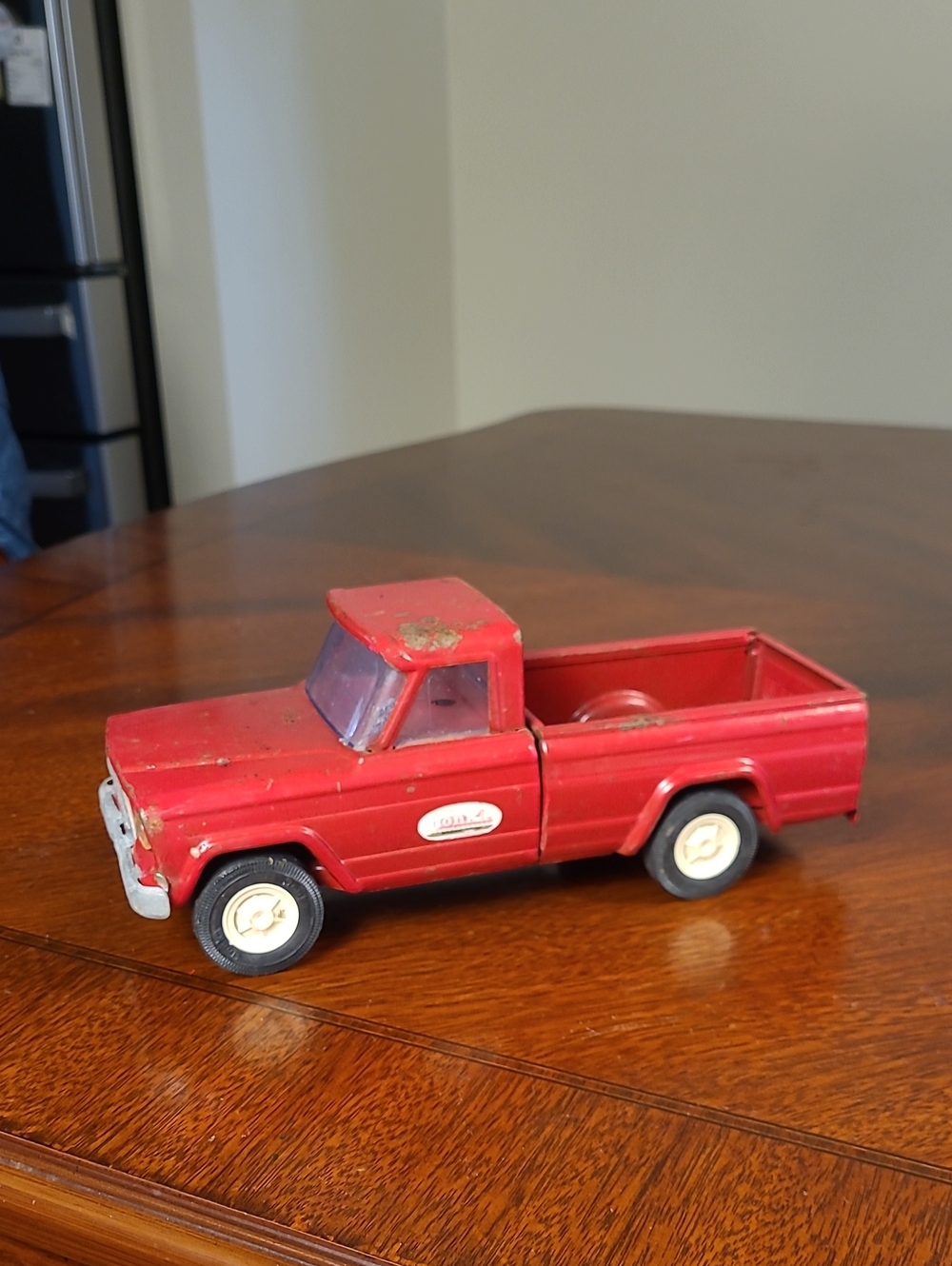 Vintage 1960s Tonka Jeep Pickup Truck Red Pressed Steel Toy